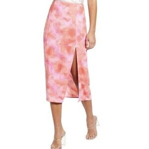 Leith Coral Pink Slip Skirt Side Slit Size XXS Beach Colorful